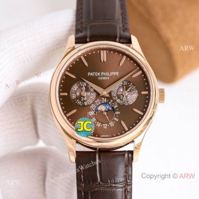 Swiss Grade Patek Philippe Perpetual Calendar 39mm Rose Gold Chocolate Watches